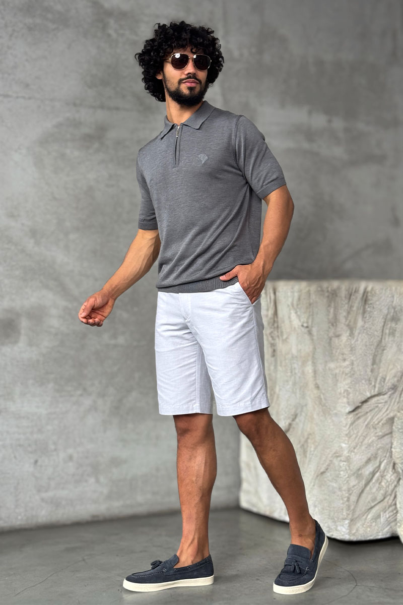 Stеfаnо Riссi Мужское поло Eagle zip-neck - Grey