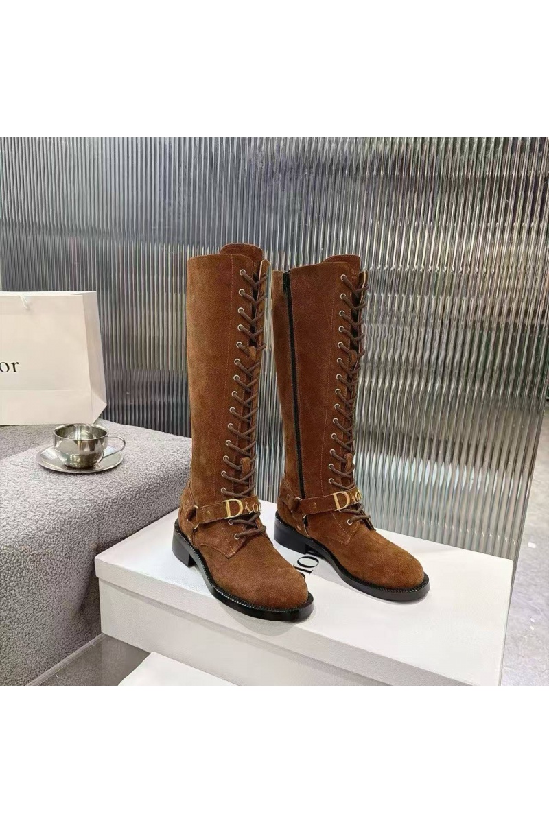 Dior Женские замшевые сапоги на шнуровке 