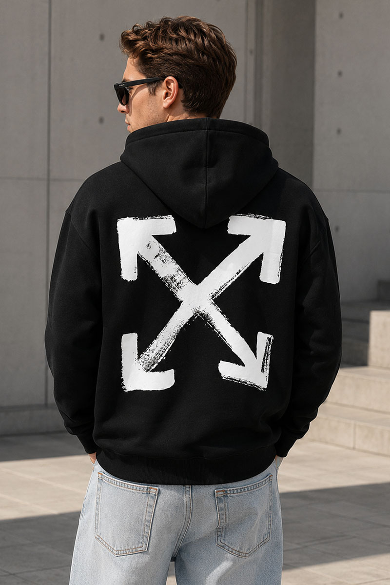 Off-White Худи чёрного цвета "Arrow" logo-print