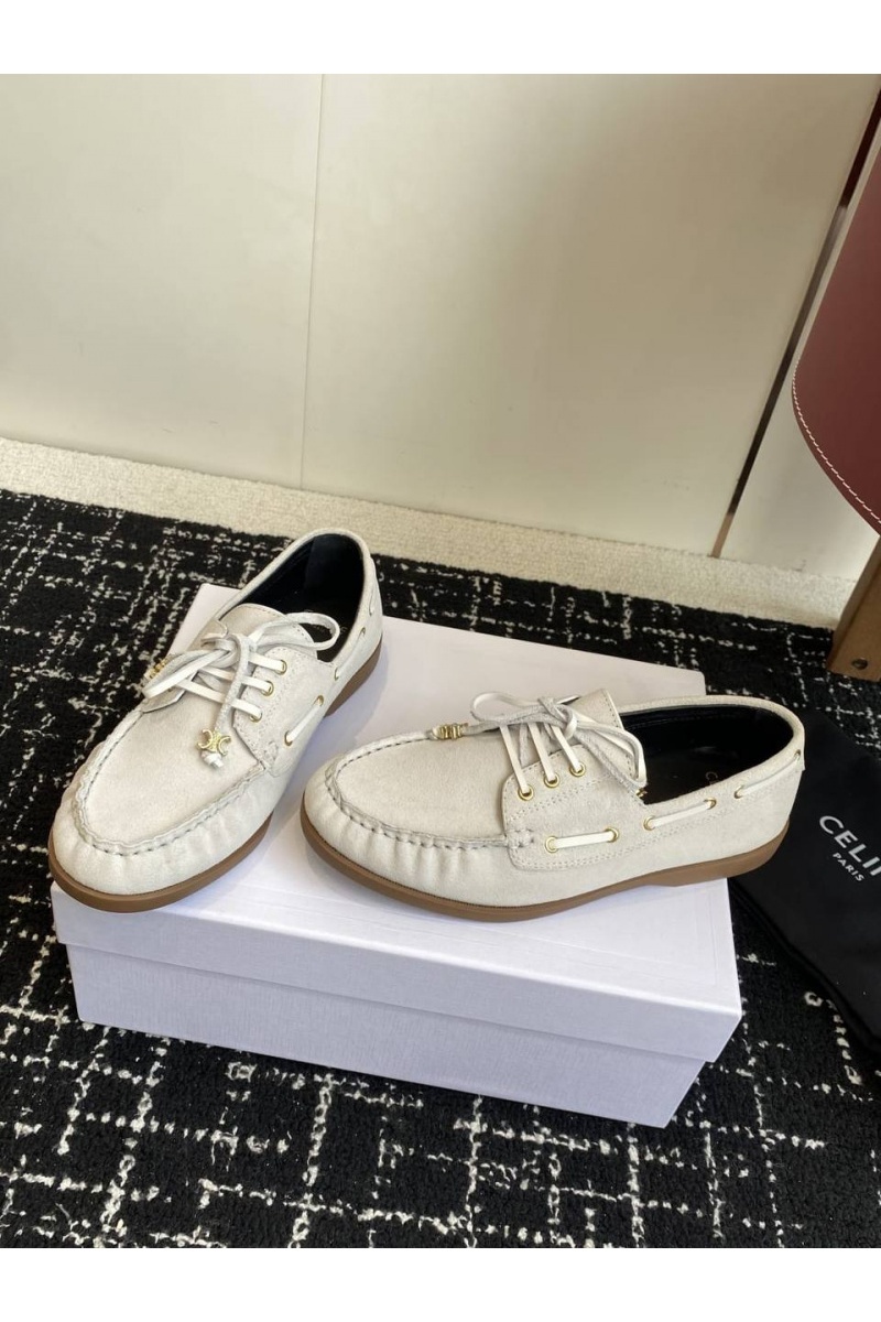 Celine Женские замшевые лоферы premium - White