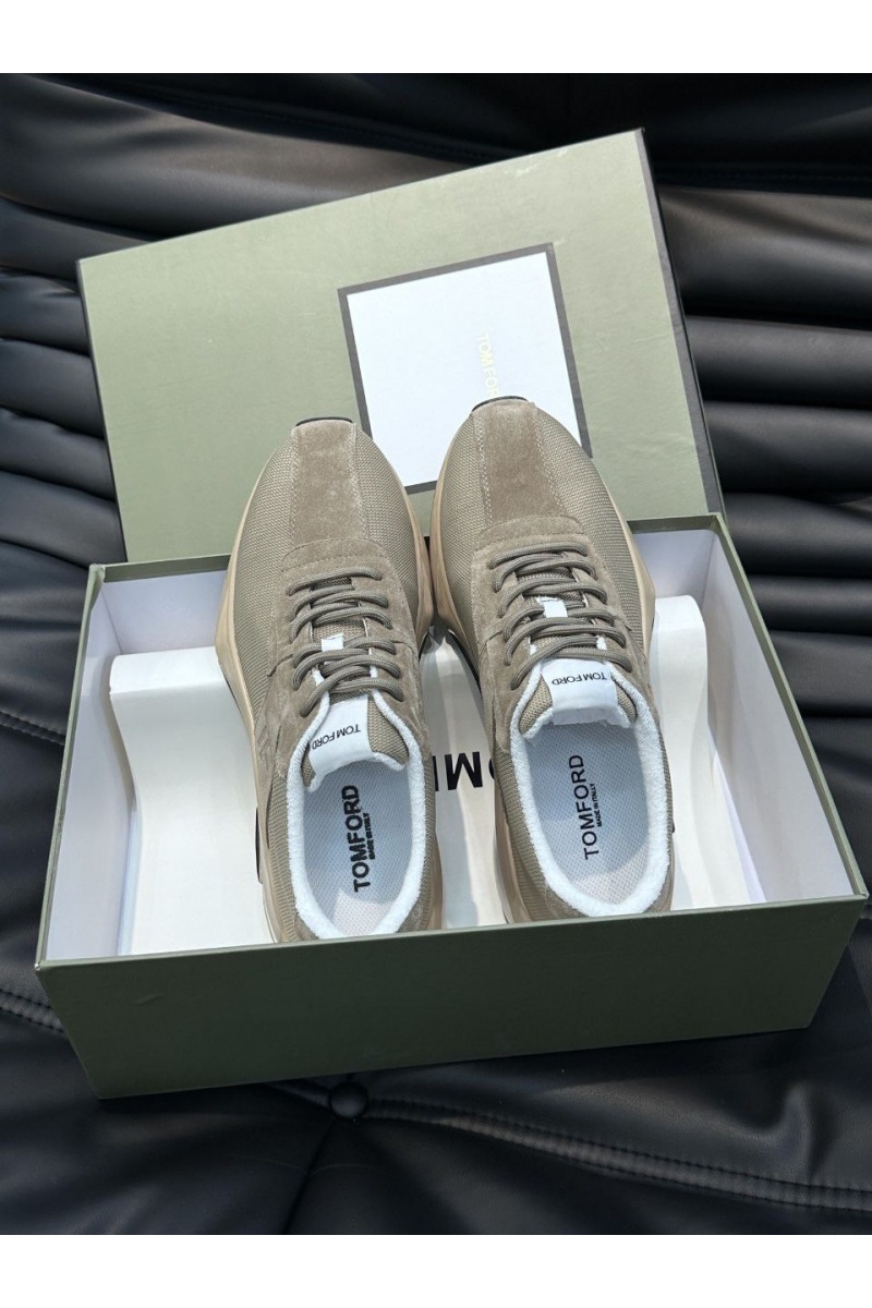 Tom Ford Мужские кроссовки бежевого цвета