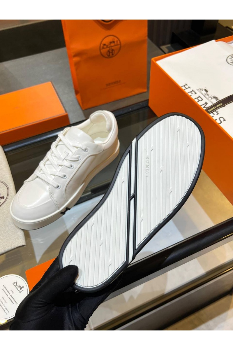 Hermes Женские кожаные кроссовки Premium - White