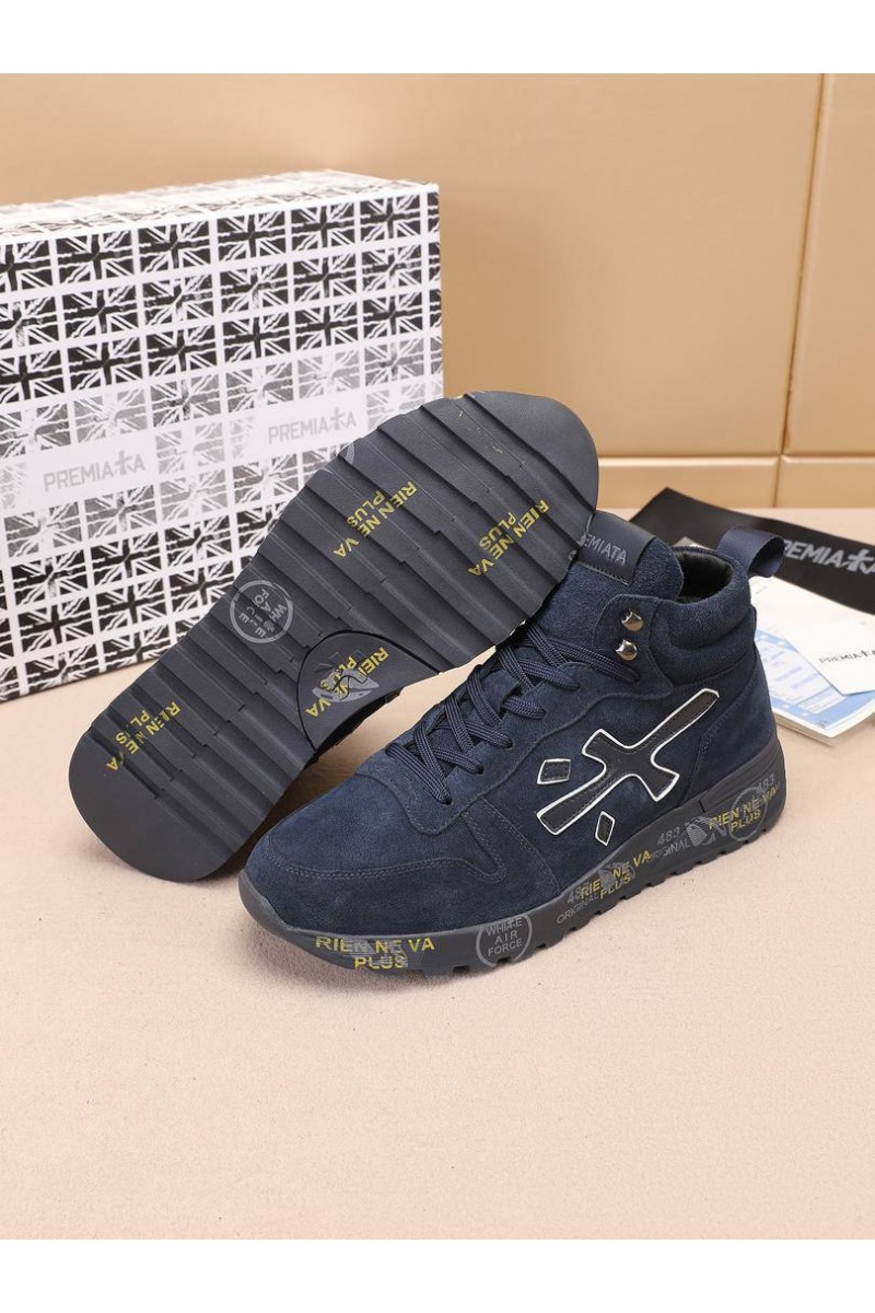Premiata Замшевые кроссовки с мехом high-top - Navy