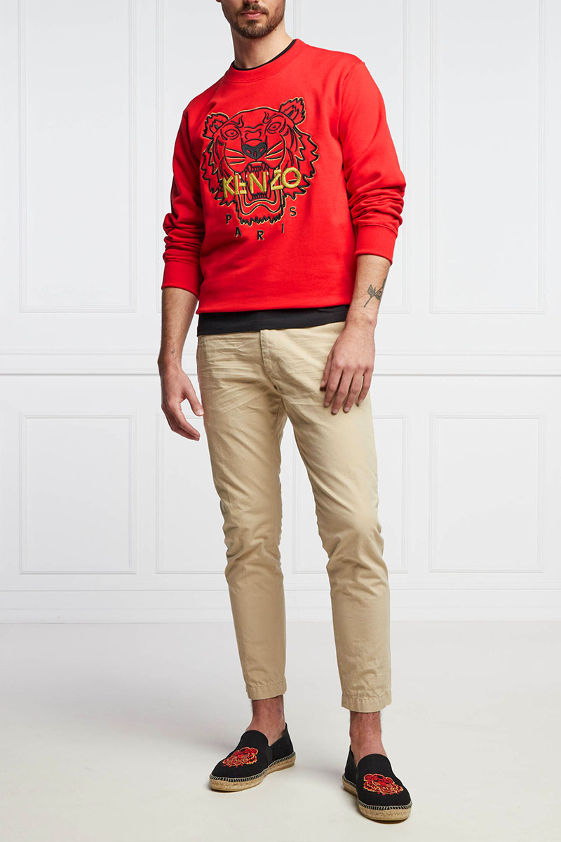 Kenzo Красный мужской свитшот Tiger Head embroidered