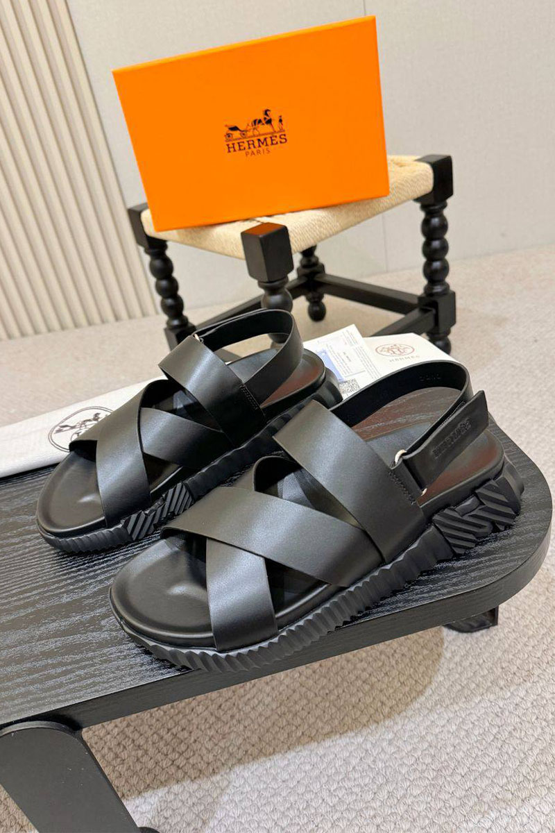 Hermes Мужские кожаные шлёпанцы Electric