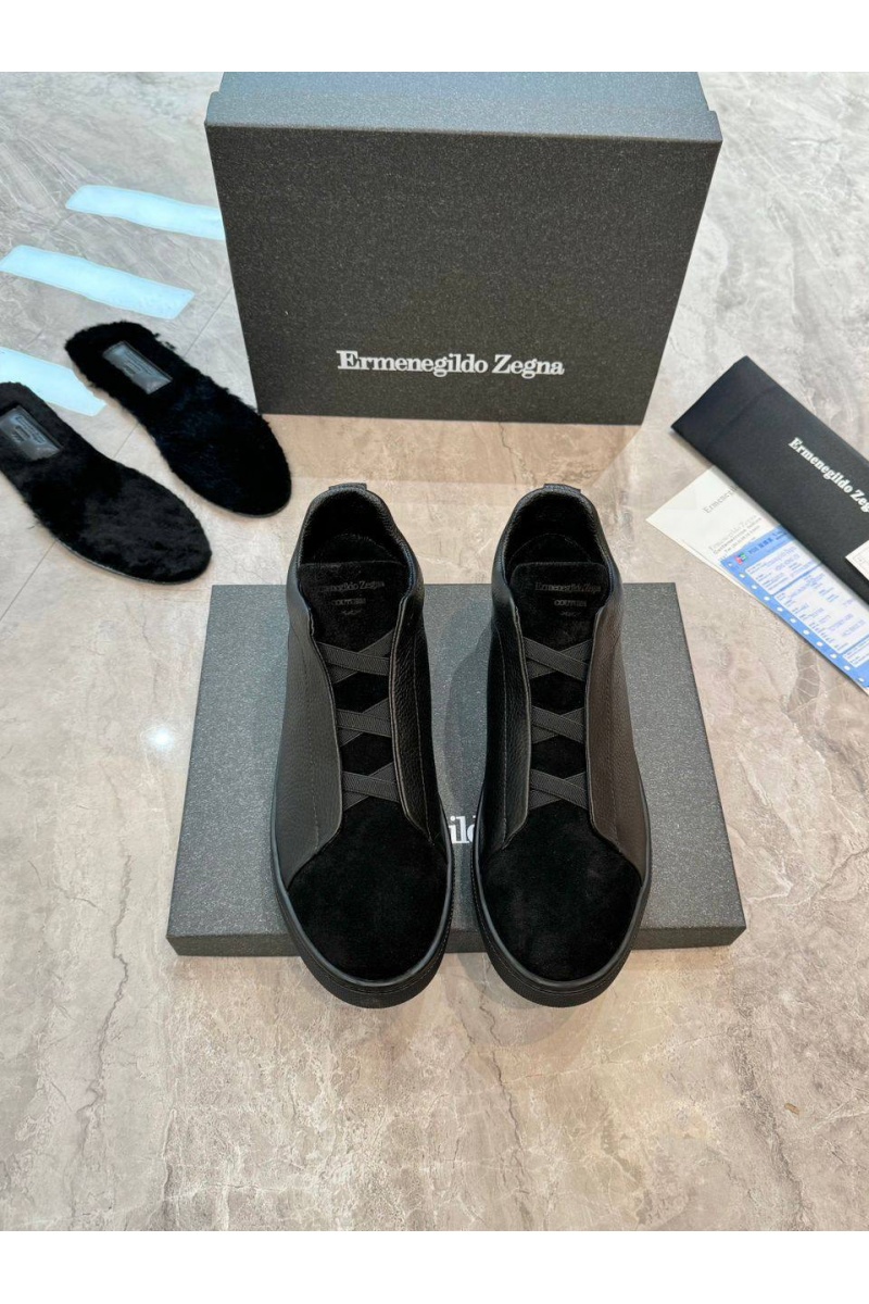 Zegna Кроссовки с мехом Triple Stitch