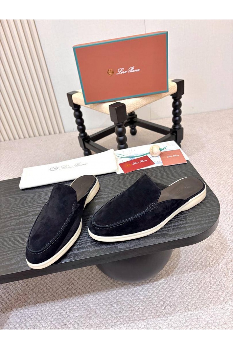 Loro Piana Мужские замшевые шлёпанцы Loro Piana