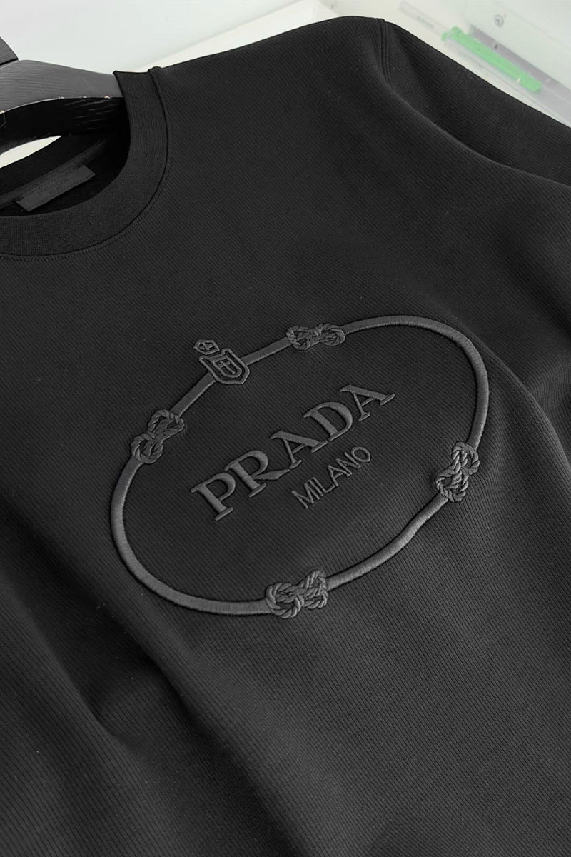 Prada Мужской чёрный свитшот logo-embroidered