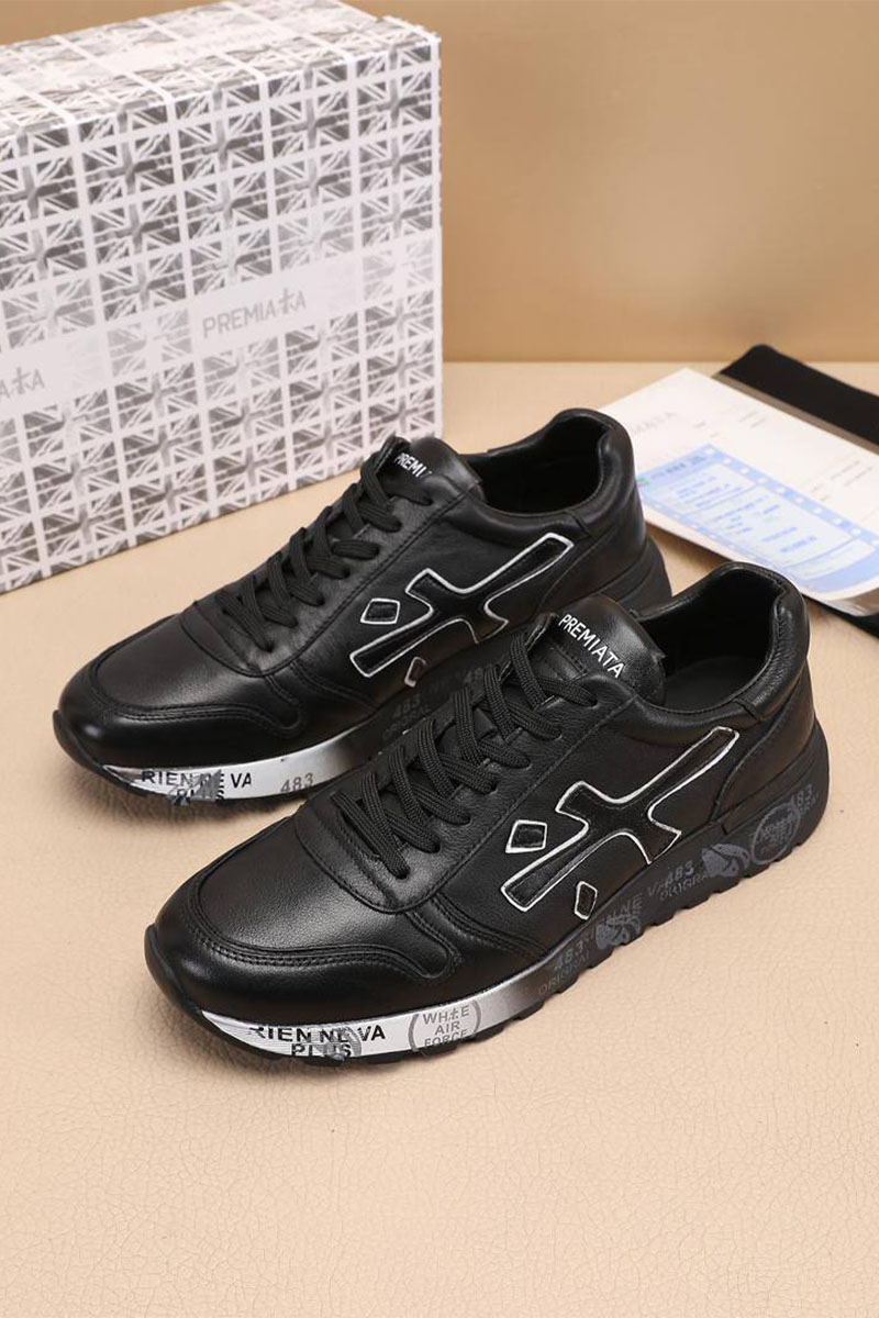 Premiata Чёрные кожаные кроссовки Mick