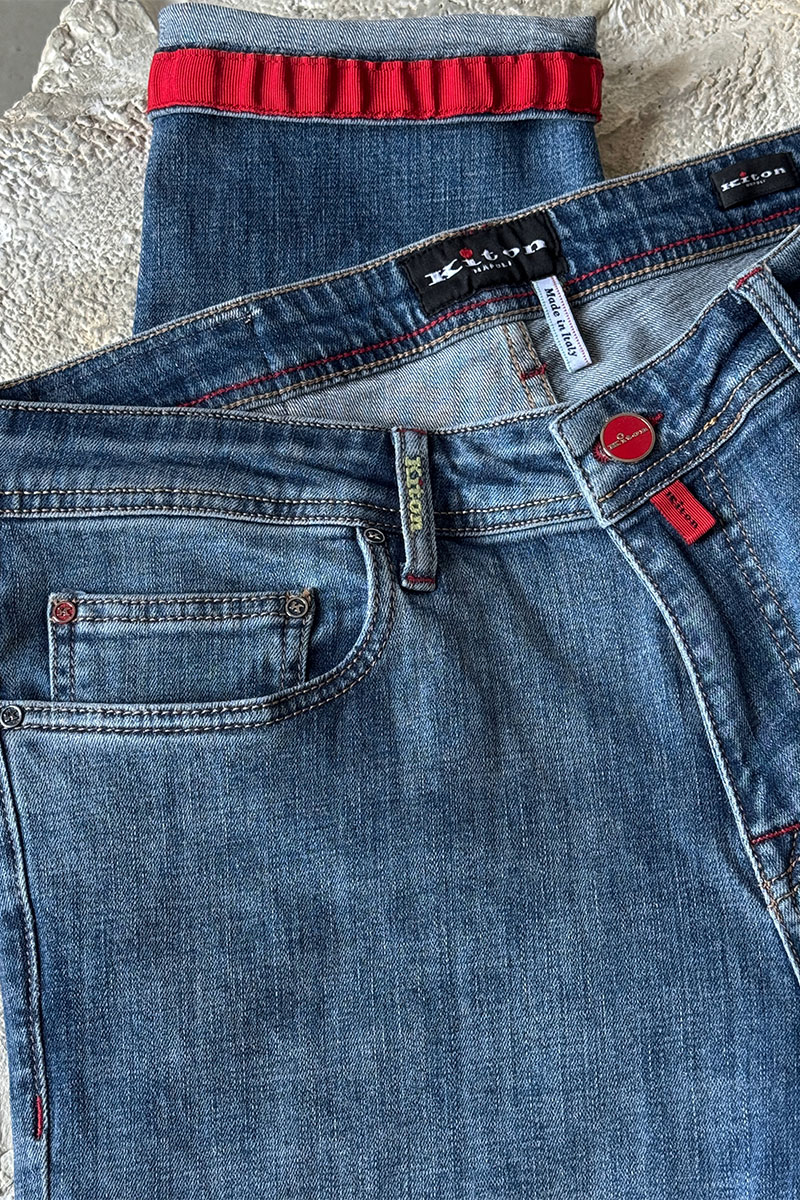 Kiton Мужские синие джинсы 