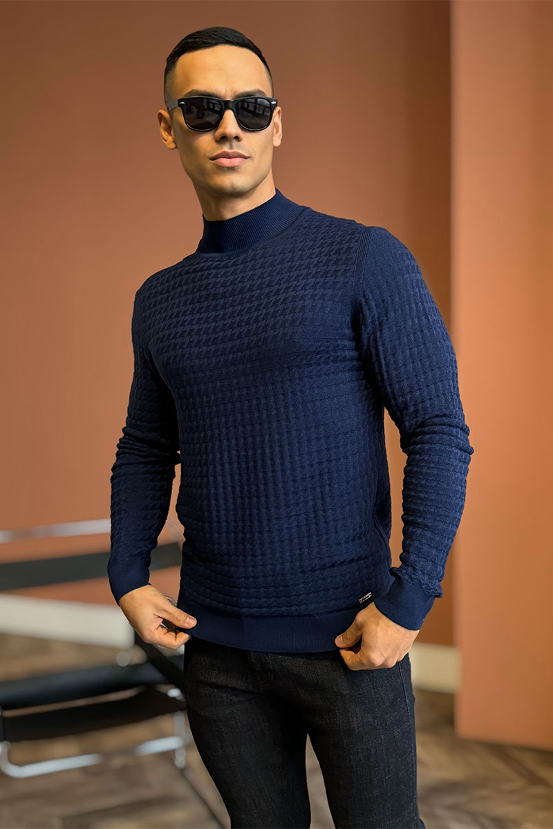 Brioni Мужская водолазка синего цвета