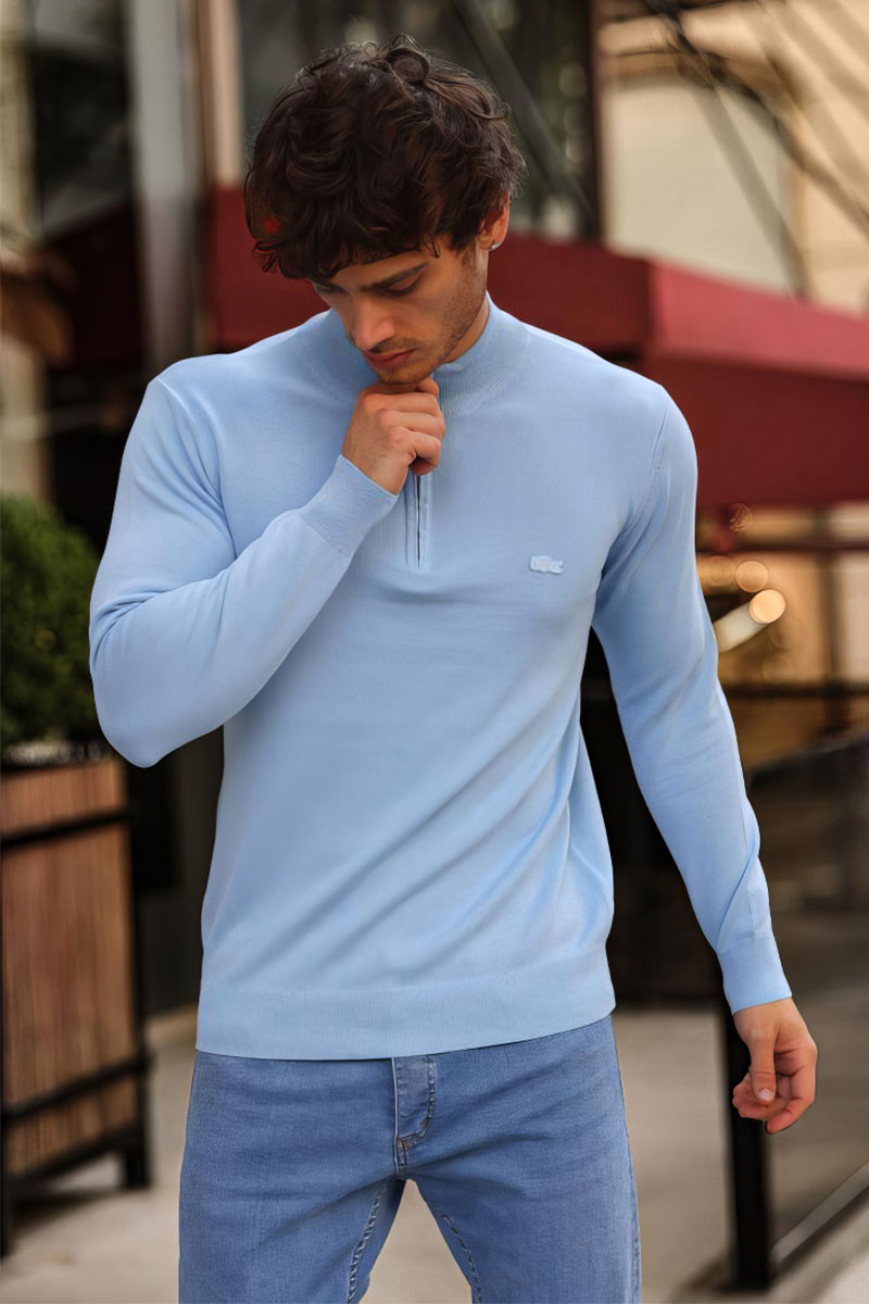 Lacoste Мужской голубой джемпер Zip Neck 