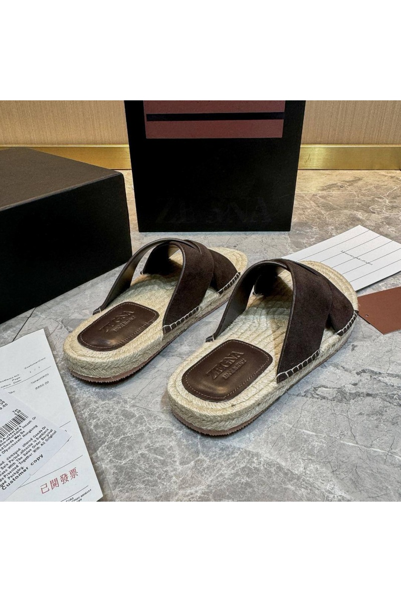 Zegna Мужские шлёпанцы suede - Brown