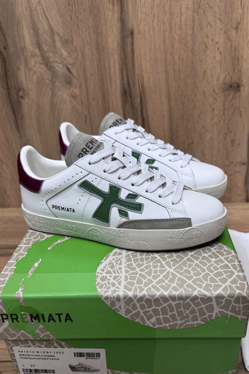 Premiata Женские кожаные кроссовки  Steven 6651