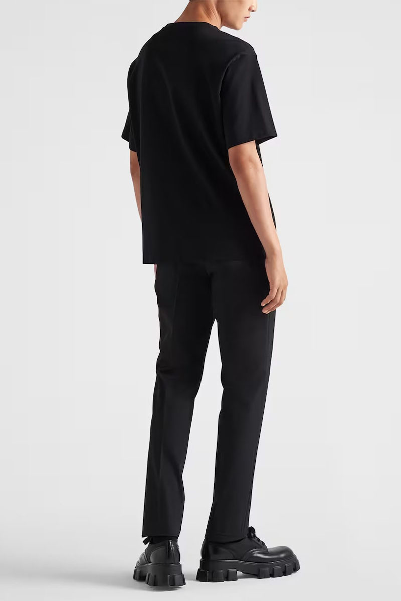 Prada Мужская футболка logo-plaque - Black 