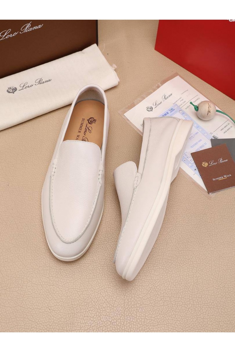 Loro Piana Мужские кожаные лоферы Summer Walk - White