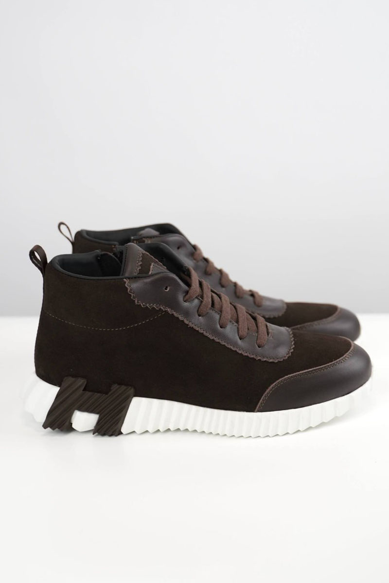 Hermes Кроссовки с мехом Bouncing high-top - Brown