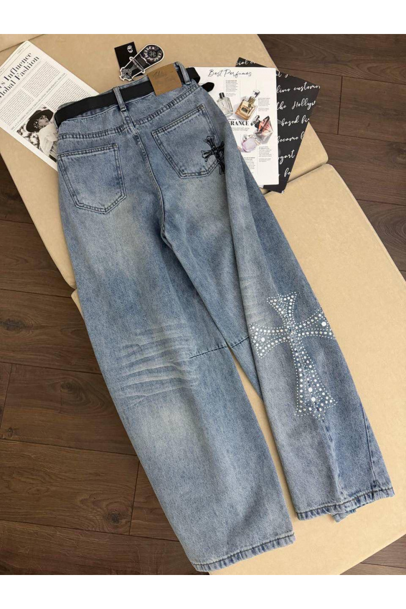 Chrome Hearts Женские голубые джинсы premium