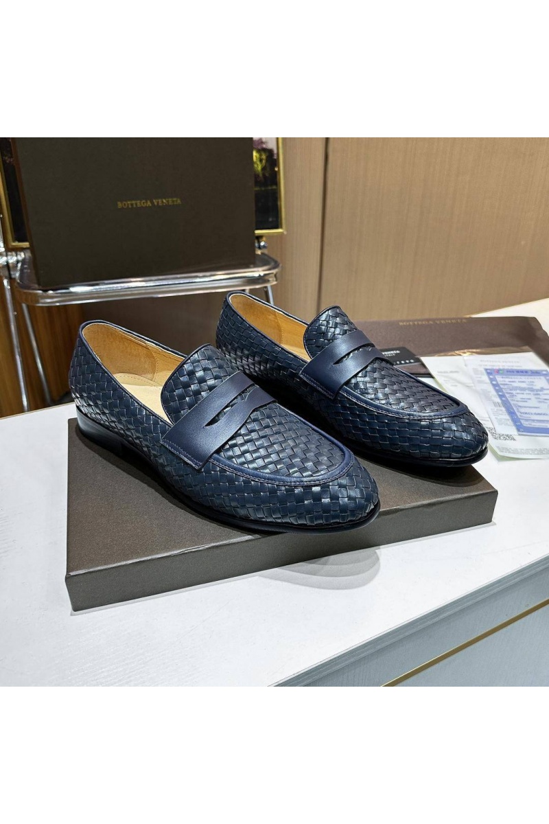 Bottega Veneta Мужские кожаные лоферы Intrecciato - Navy