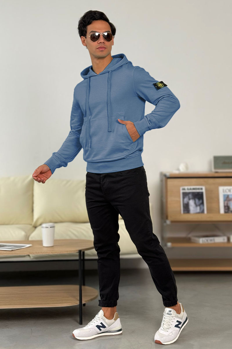 Stone Island Мужское худи серо-синего цвета Compass-patch