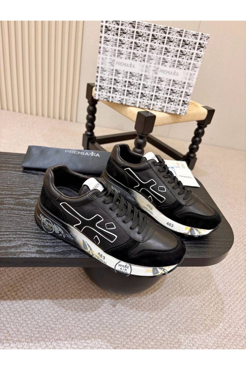 Premiata Чёрные кожаные кроссовки Mick