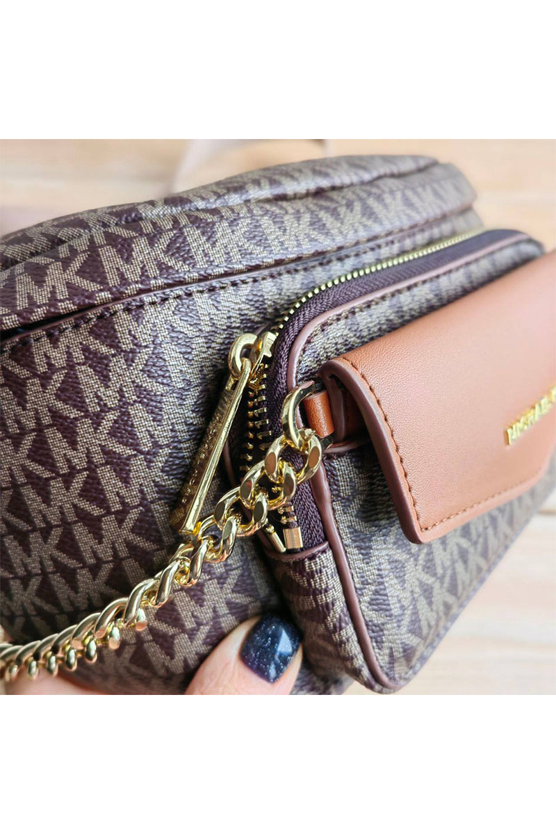 Michael Kors Кожаная поясная сумка Perry 27x14 см - Brown