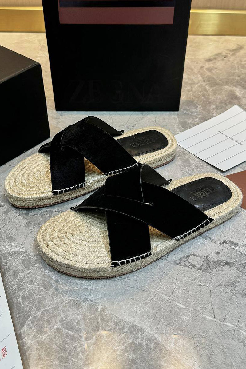 Zegna Мужские шлёпанцы suede - Black