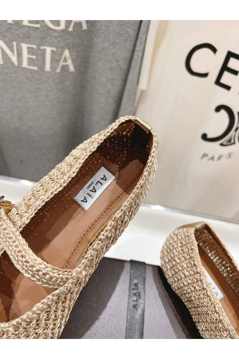 Designer Clothing Женские плетёные балетки ALaia Premium - Beige