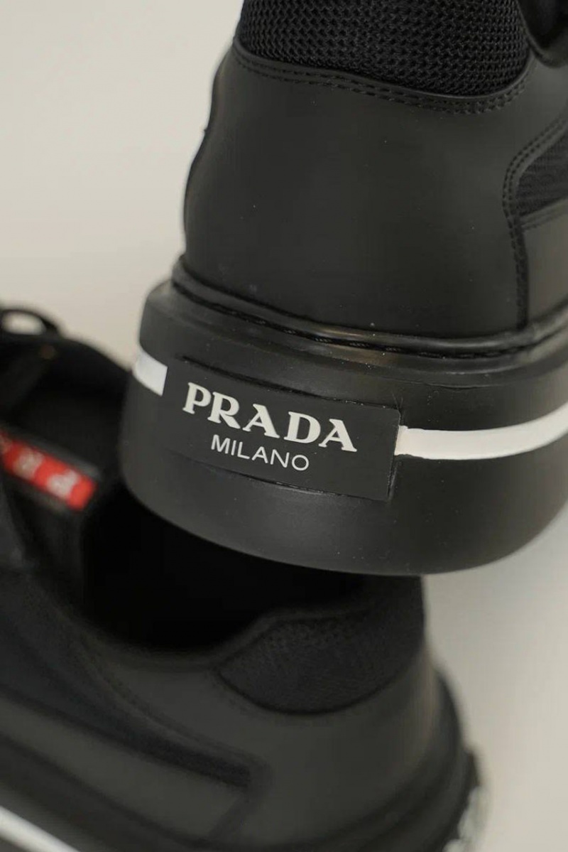 Prada Комбинированные кроссовки logo-stripe - Black