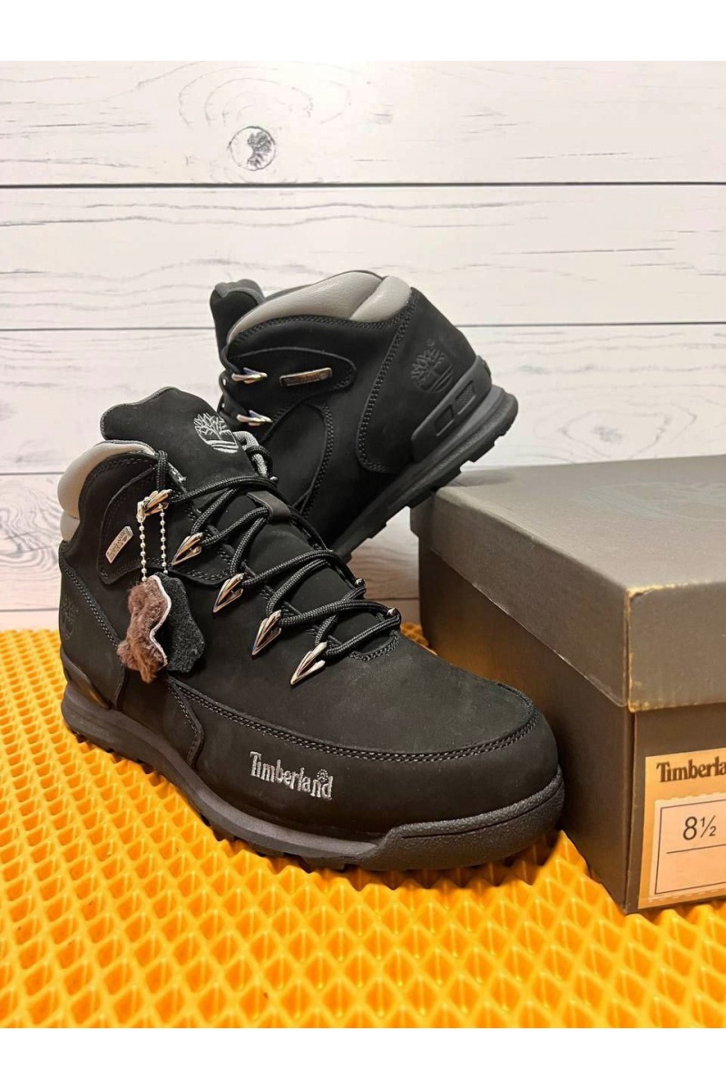 Timbеrlаnd Мужские ботинки с мехом Euro Rock Hiker - Black / Grey