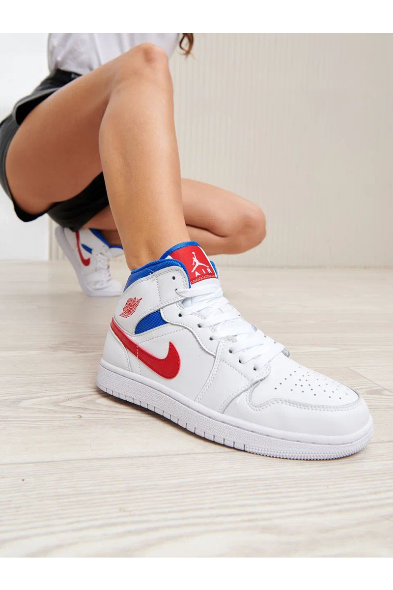 Nike Женские кроссовки Dunk High - White / Blue / Red