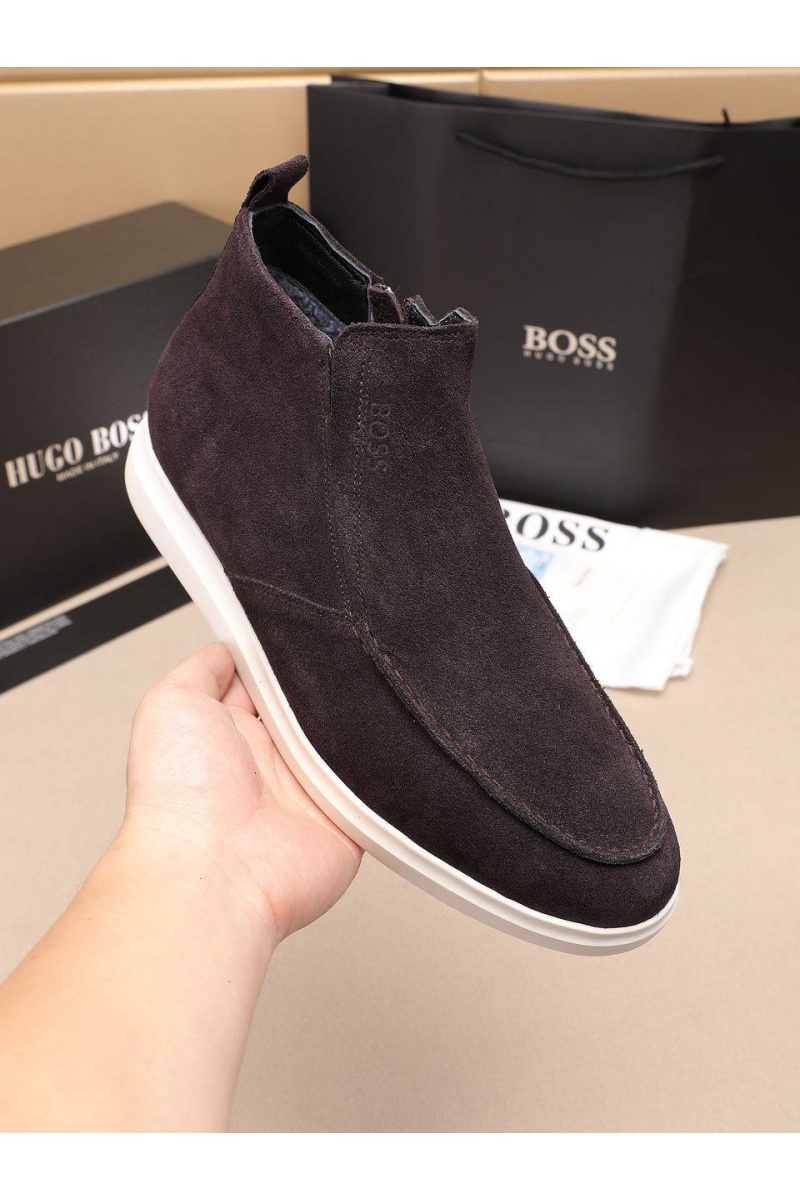 Hugо Воss Замшевые лоферы с мехом high-top - Brown