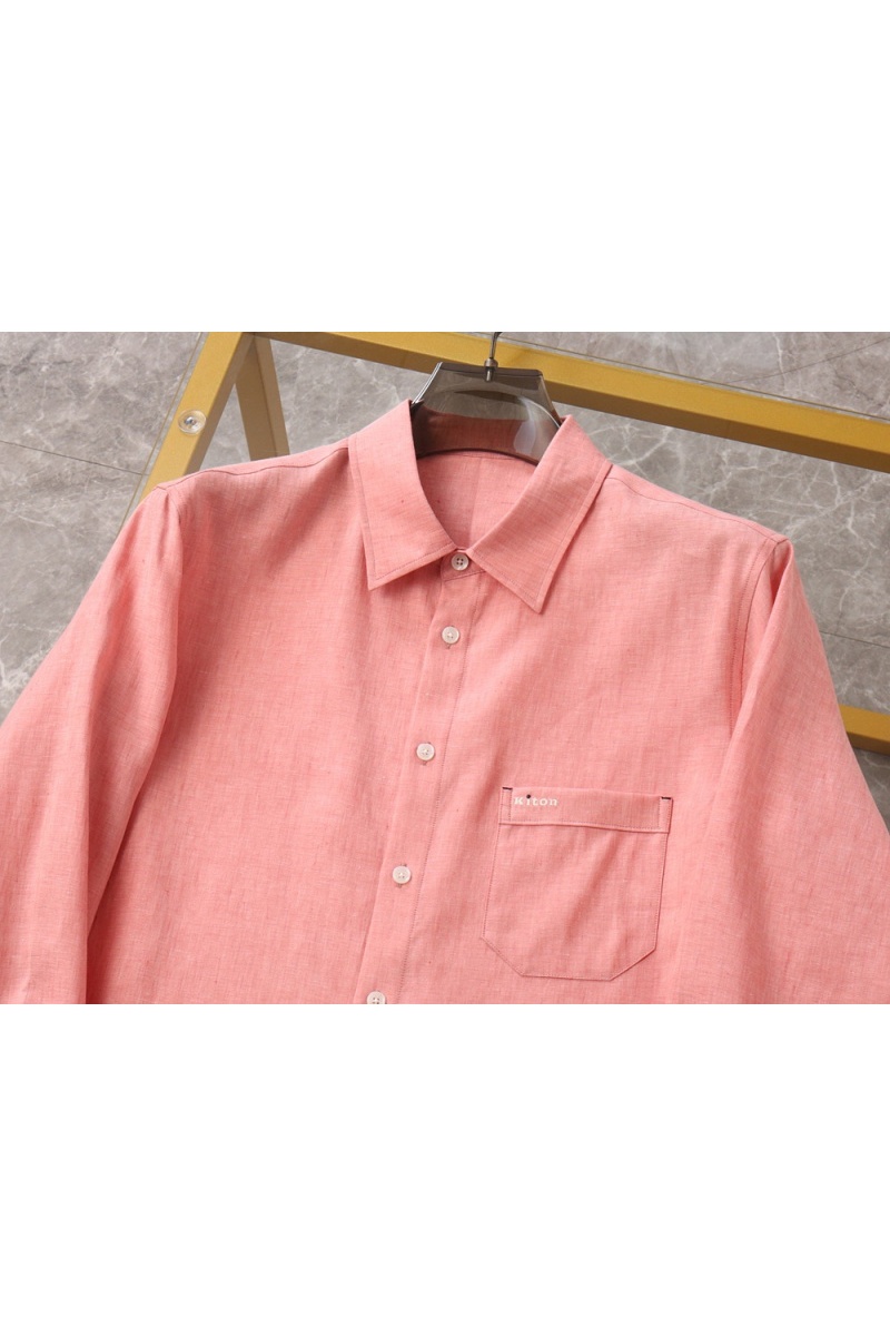 Kiton Льняная рубашка розового цвета premium