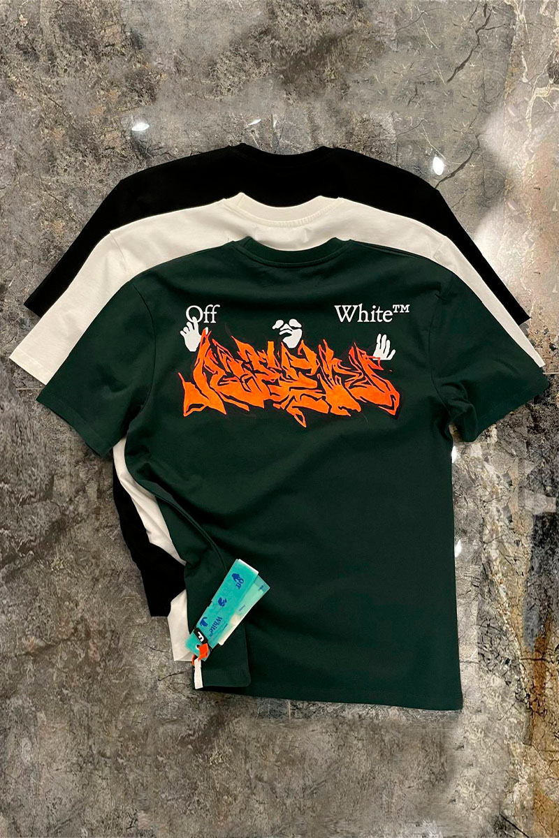 Off-White Зелёная оверсайз футболка logo-print