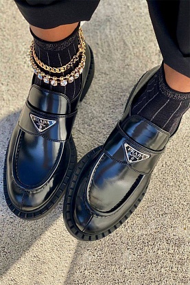 Женские кожаные лоферы Premium - Black