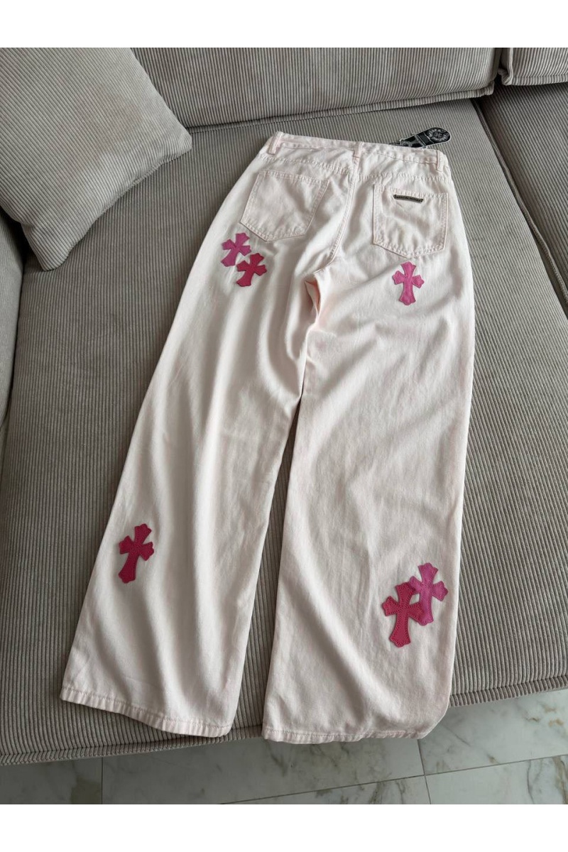 Chrome Hearts Женские прямые джинсы белого цвета premium