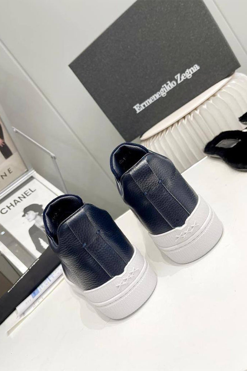 Zegna Кроссовки с мехом Triple Stitch - Navy