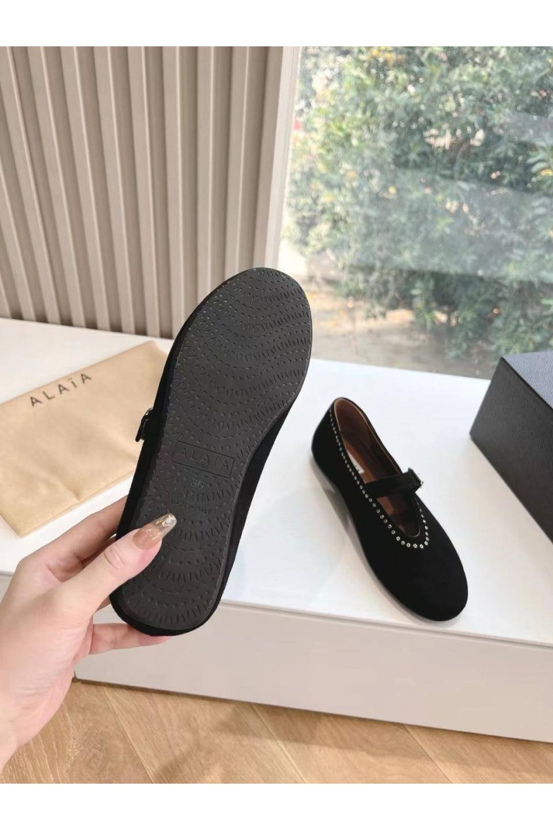 Designer Clothing Женские замшевые балетки Alaia Strass Suede premium