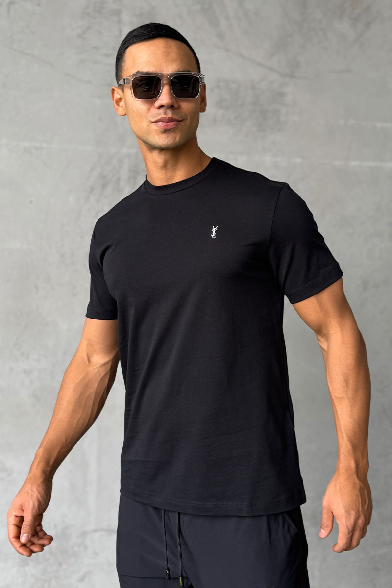 Yves Saint Laurent Мужская футболка logo-embroidered - Black