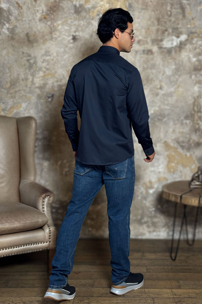 Loro Piana Мужская рубашка logo-embroidered - Navy