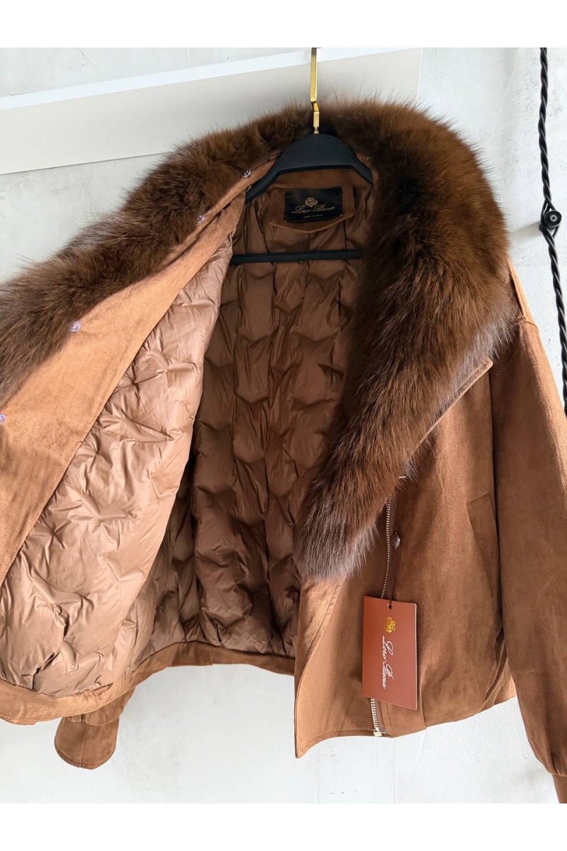 Loro Piana Женский бомбер с натуральным мехом premium