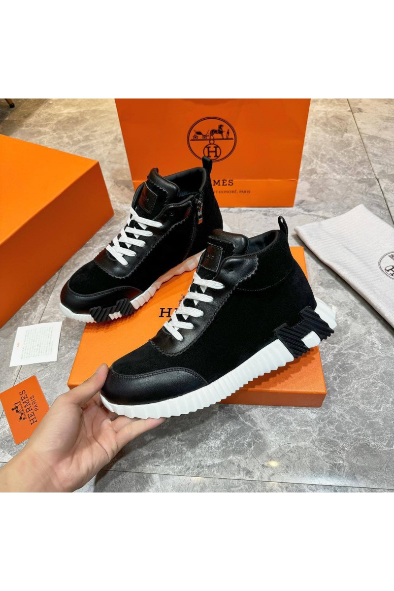Hermes Кроссовки с мехом Bouncing high-top - Black / White