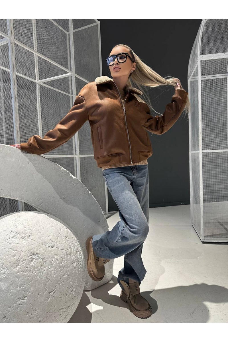 MIU MIU Женская кожаная дубленка 