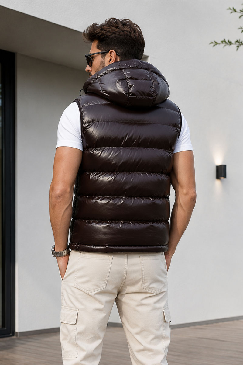 Moncler Мужской жилет logo-patch - Brown
