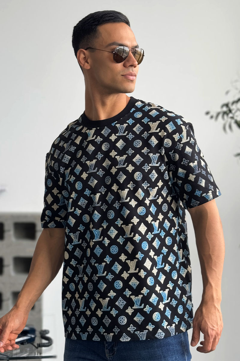 Lоuis Vuittоn Чёрная оверсайз футболка Monogram All-over
