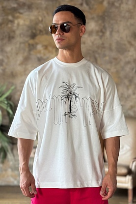 Белая оверсайз футболка logo print