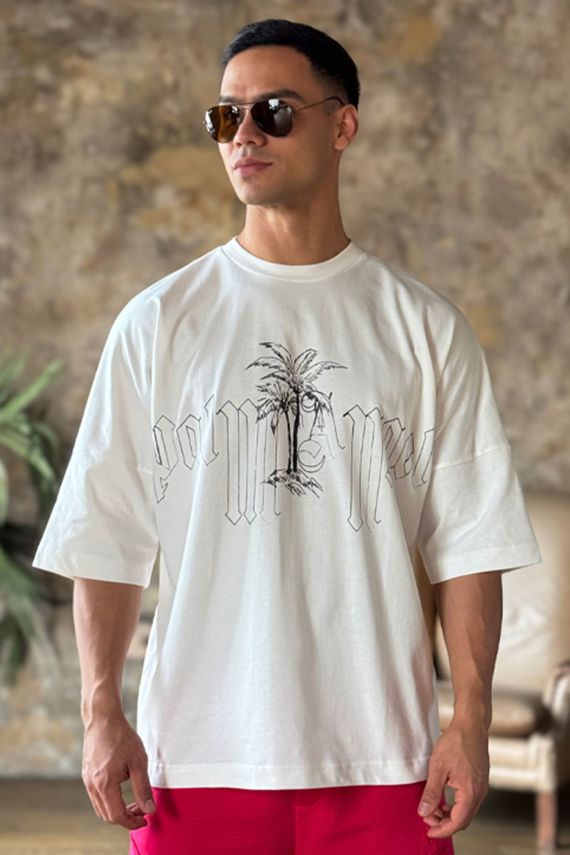 Palm Angels Белая оверсайз футболка logo print