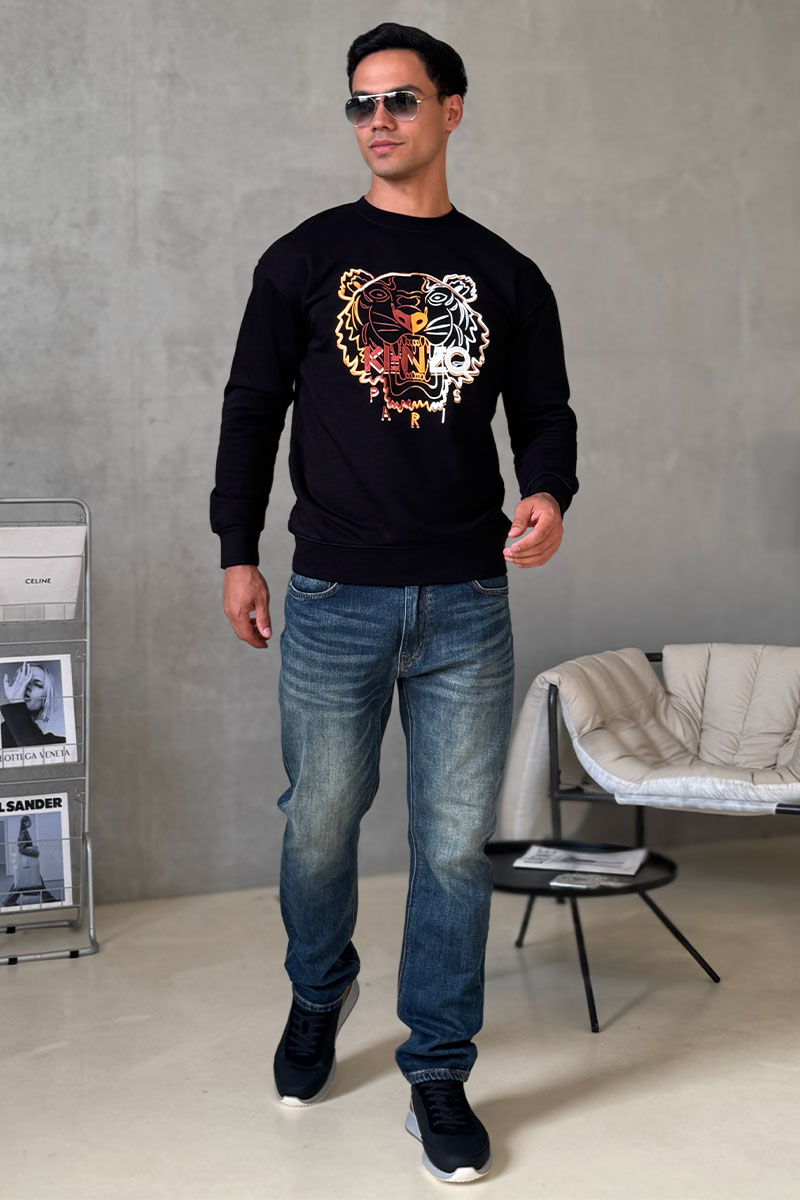Kenzo Мужской чёрный свитшот Tiger Head embroidered