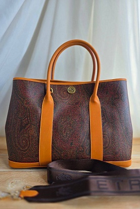 Кожаная сумка с узором пейсли 37x28 см