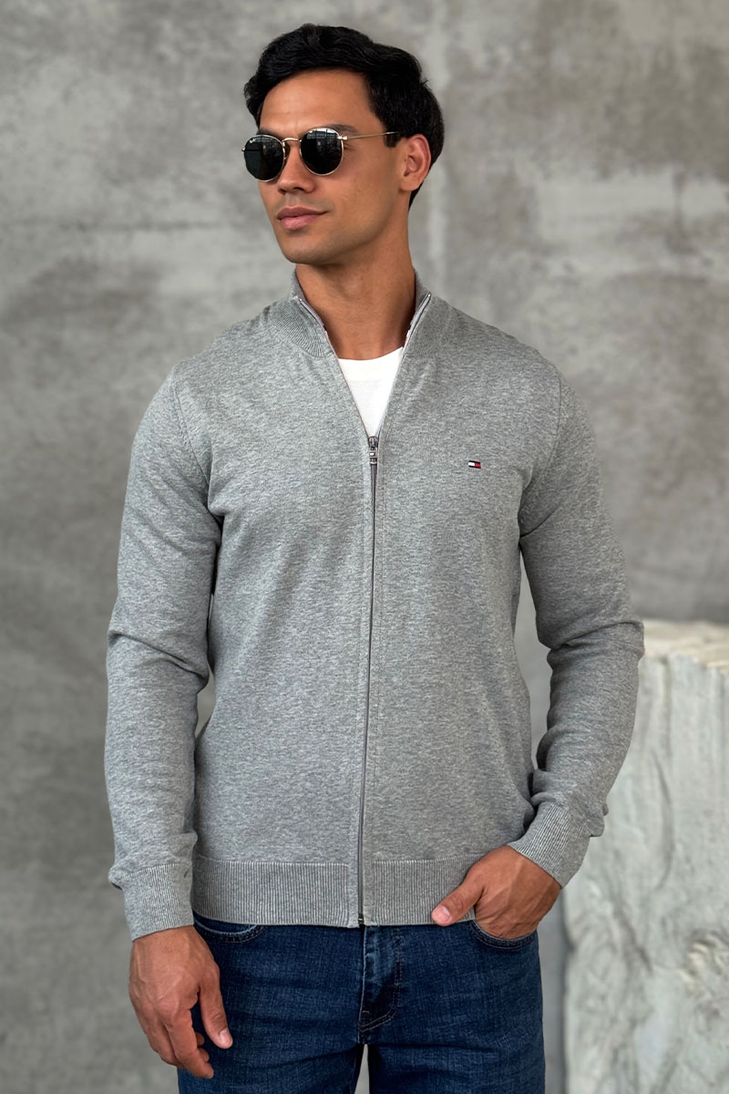 Tommy Hilfiger Кофта на молнии flag embroidery - Grey